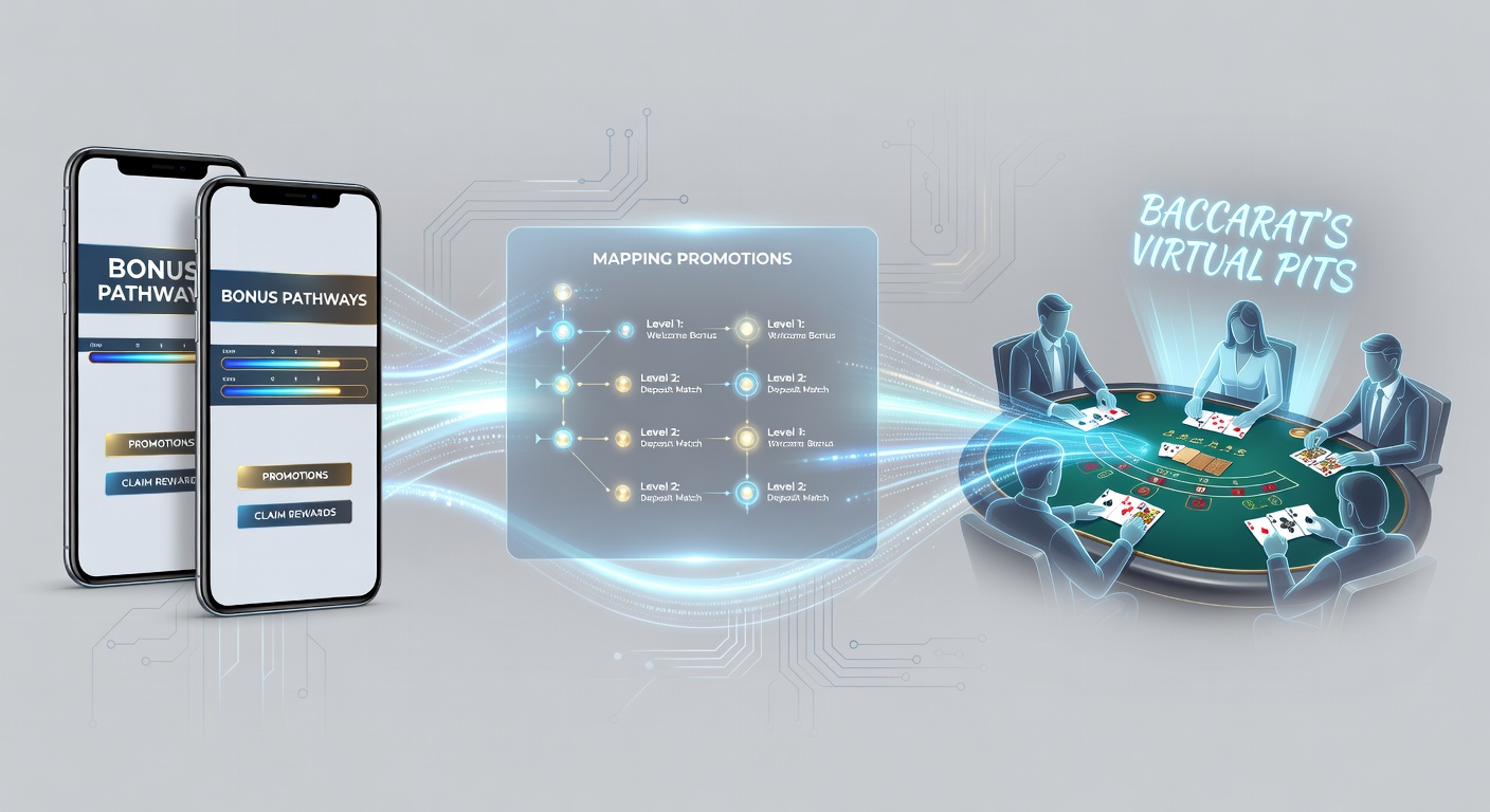 Smartphone screen displaying baccarat bonus promotions leading to virtual live dealer tables
