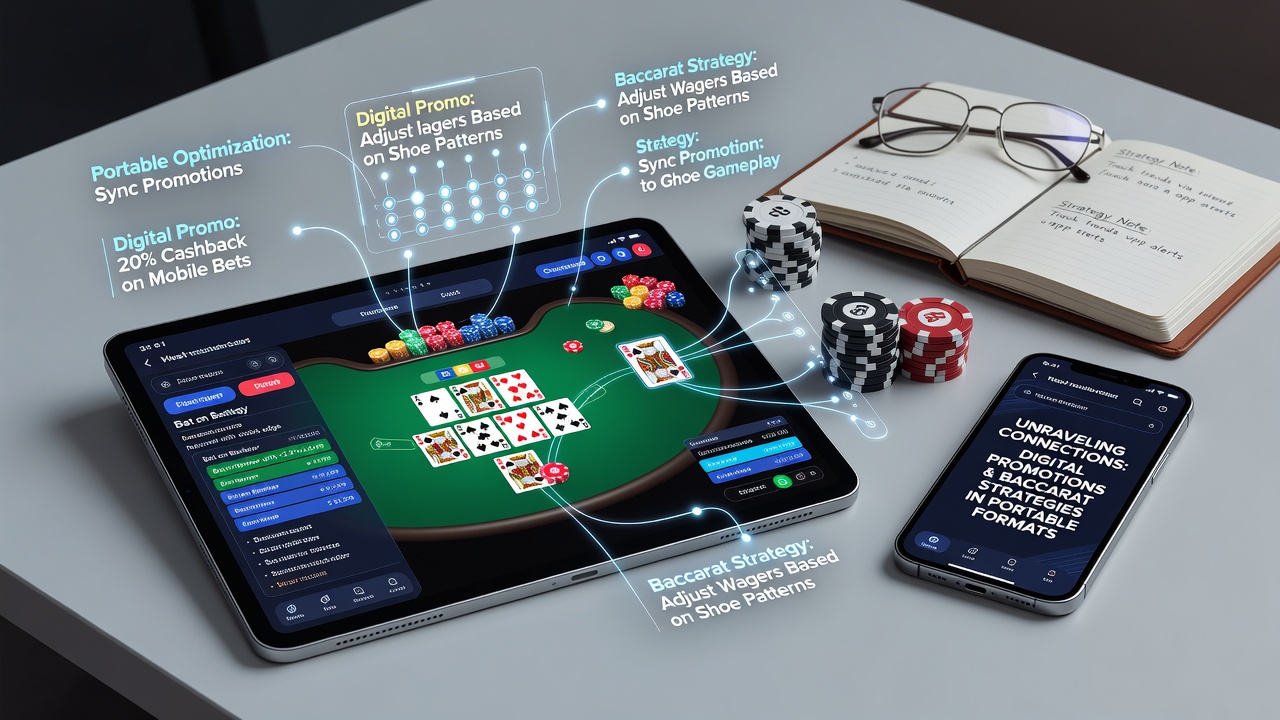 Players engaging with baccarat strategies on portable devices amid digital promotion notifications